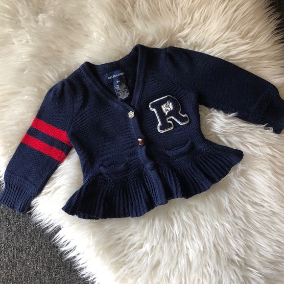 Ralph Lauren Other - HP!🌟Ralph Lauren Baby Girl Peplum Navy Cardigan